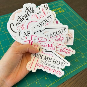 Pink Real Estate Stickers: Realtor Laptop Decals, Buy/Sell Pack