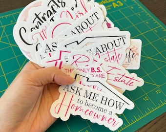 Pink Real Estate Stickers: Realtor Laptop Decals, Buy/Sell Pack