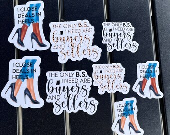 8 Pack of Stickers, Realtor Stickers, Stickers for Realtors, Buy Sell, Real Estate Agent, Gift for Realtor, Laptop Sticker, Close Deals