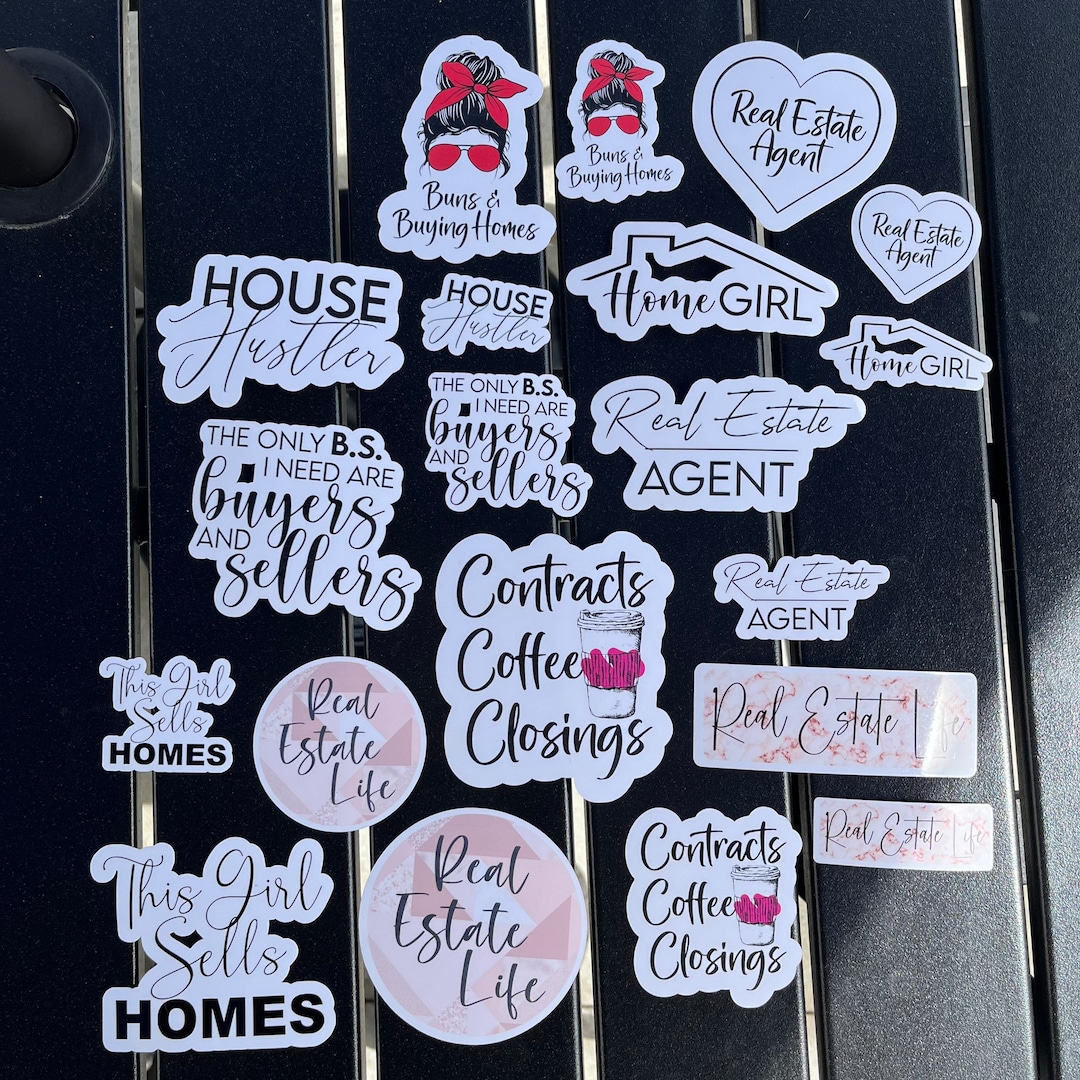 20 Real Estate Stickers, Realtor Stickers, Stickers for Realtors, Buy