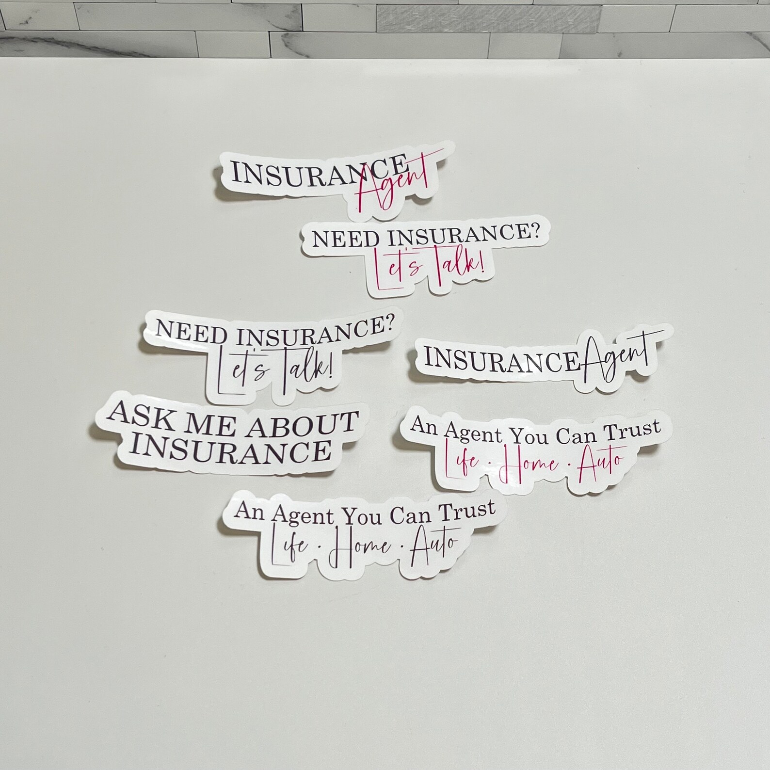 Insurance Agent Stickers: Pink & Black, 4-inch, Set of 7 - Etsy