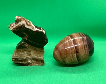 Chocolate Calcite Bunny plus Egg EASTER