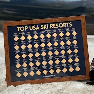 Scratch-Off USA Ski Resorts Poster: Top 50, Gift for Skiers