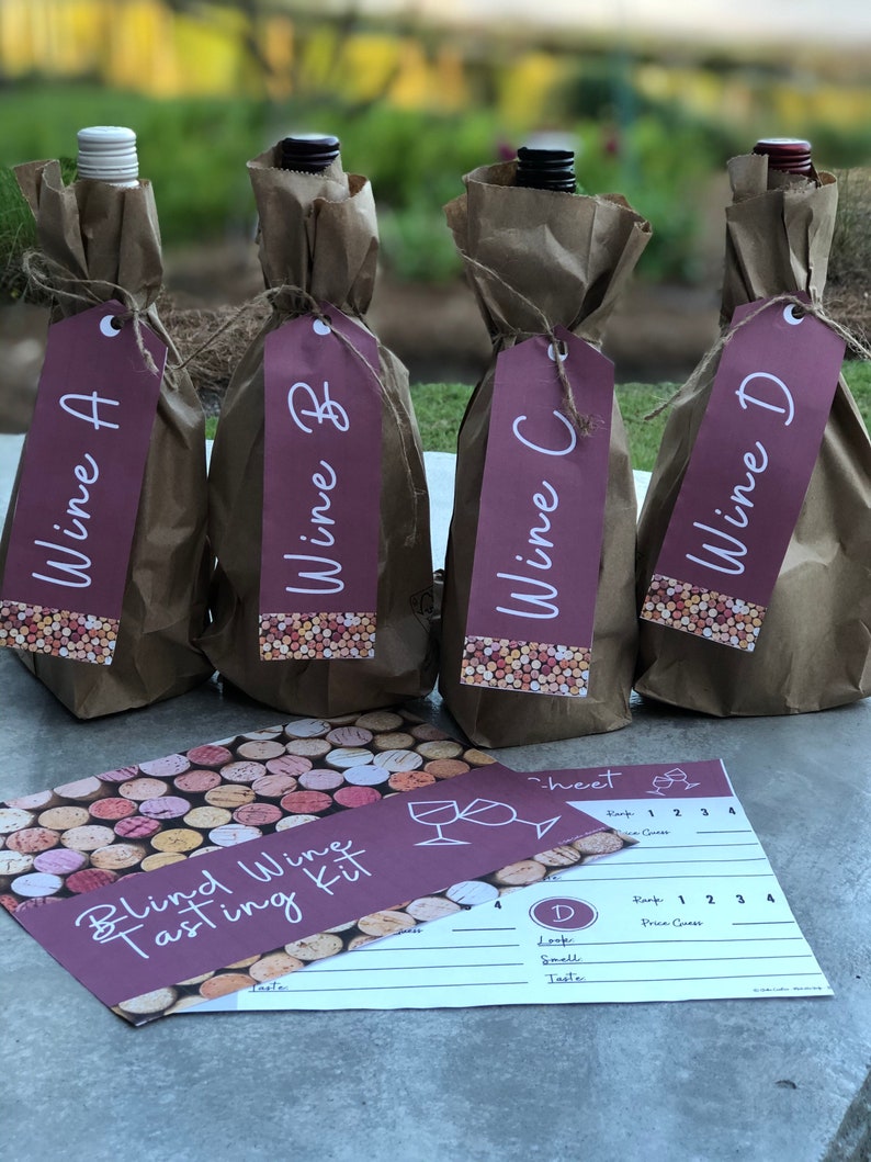 CUSTOM Blind Wine Tasting Kit Instructions Tasting Sheets Etsy