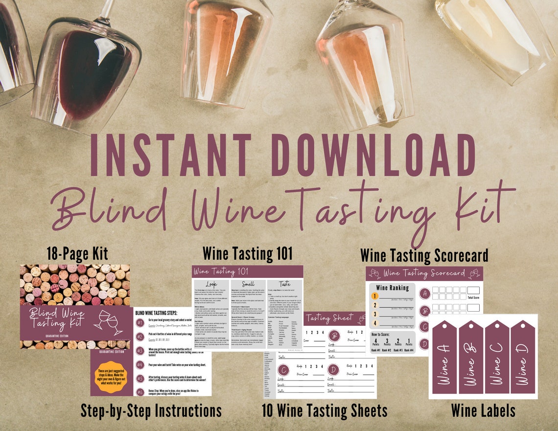 INSTANT DOWNLOAD Wine Tasting Kit Stay at Home / Virtual Etsy