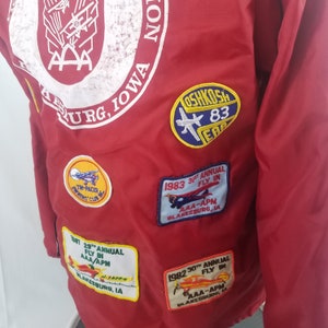 Vintage 80s Antique Airplane Association Chalk Line Jacket With Patches Blakesburg Iowa image 6