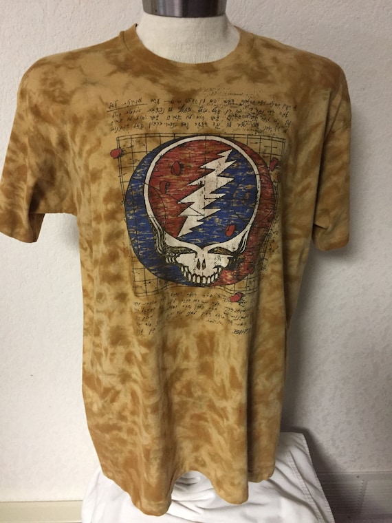 Vtg 90s the Grateful Dead Tie Dye T Shirt XL Skull Brown Jerry 