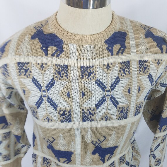 Vintage 90s Montant Sweater Reindeer Snowflake Pu… - image 2