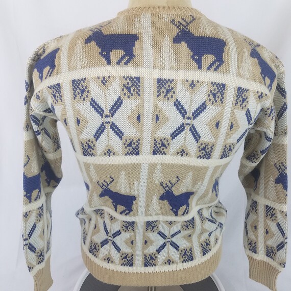Vintage 90s Montant Sweater Reindeer Snowflake Pu… - image 5