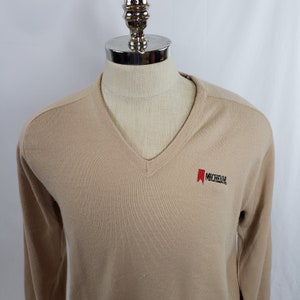 Vtg 80s Michelob Beer V Neck Sweater Sz M/L Brown