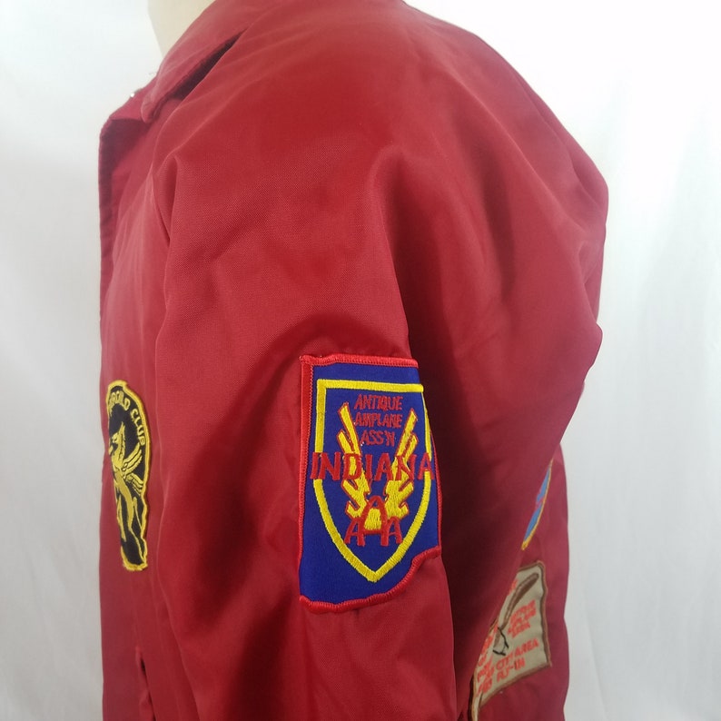 Vintage 80s Antique Airplane Association Chalk Line Jacket With Patches Blakesburg Iowa image 4