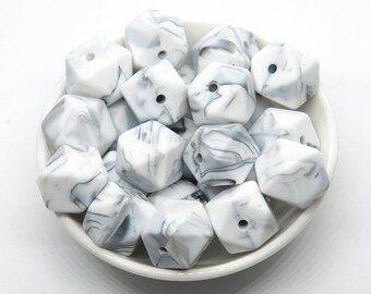 White Stone Round 14mm Beads B4726 Qty 6