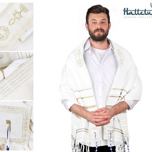 Tallit Prayer Shawl from Israel - Jesus Letters Spelled on 4 Corners - Messianic Tallit  Designed in Israel- XL 72&quot;x22&quot; -  FAST USA Shipping