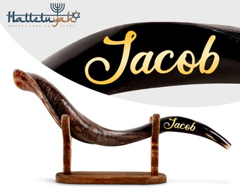 Customized Shofar From Israel - Authentic Odorless Curved Kudu Horn - Inscribed with Name - Made In Israel By HalleluYAH