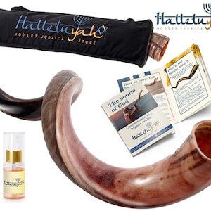 HalleluYAH Original Kosher Half-Polished Kudu Shofar From Israel