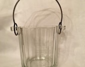 Glass Ice Bucket, Vintage Ice Bucket, Crystal Ice Bucket, Retro Glass Ice Bucket