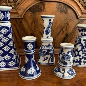 Blue And White Ceramic Candle Holders