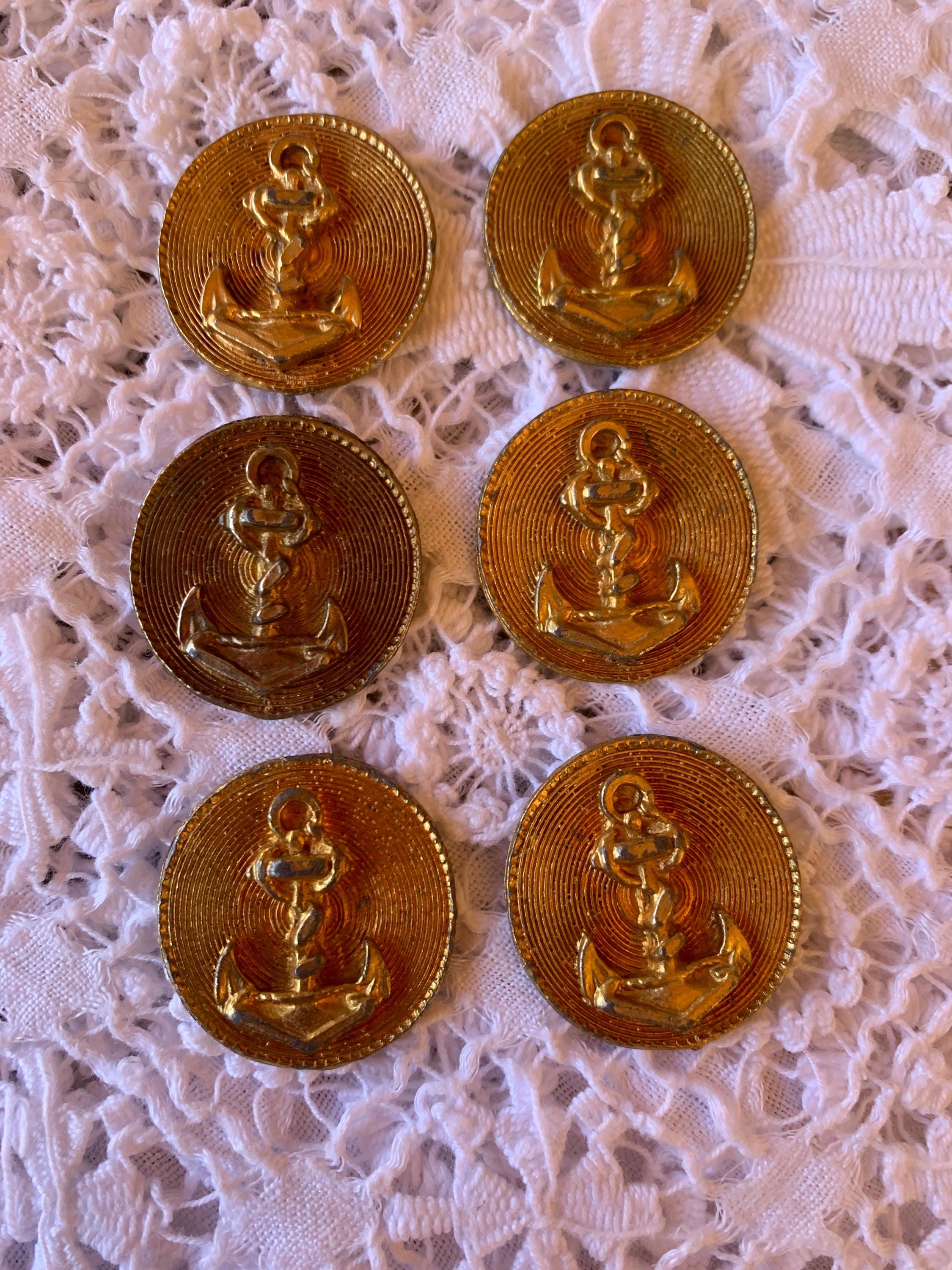NAVIGATION　ゴールデンオーク　ありがとうございます！ Vintage Gold Tone Anchor Buttons - Nautical Shank Buttons, Set of