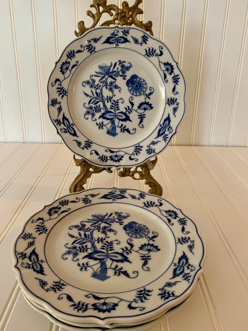 Four 8 1/2" Salad Plates-blue Danube Ribbon Backstamp 4 Salad Plates - Etsy