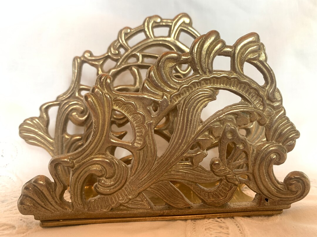 Vintage Brass Napkin Holder Vintage Brass Mail Holder Etsy