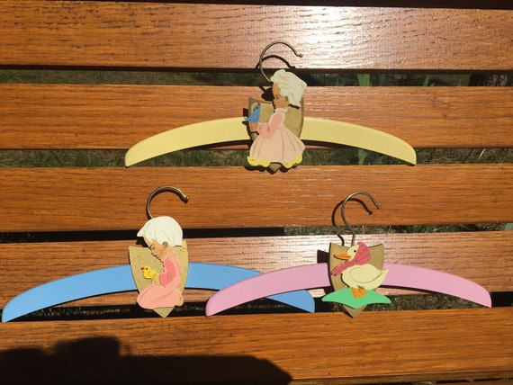 Three Vintage Wood Child's Hangers - Nursery Deco… - image 5