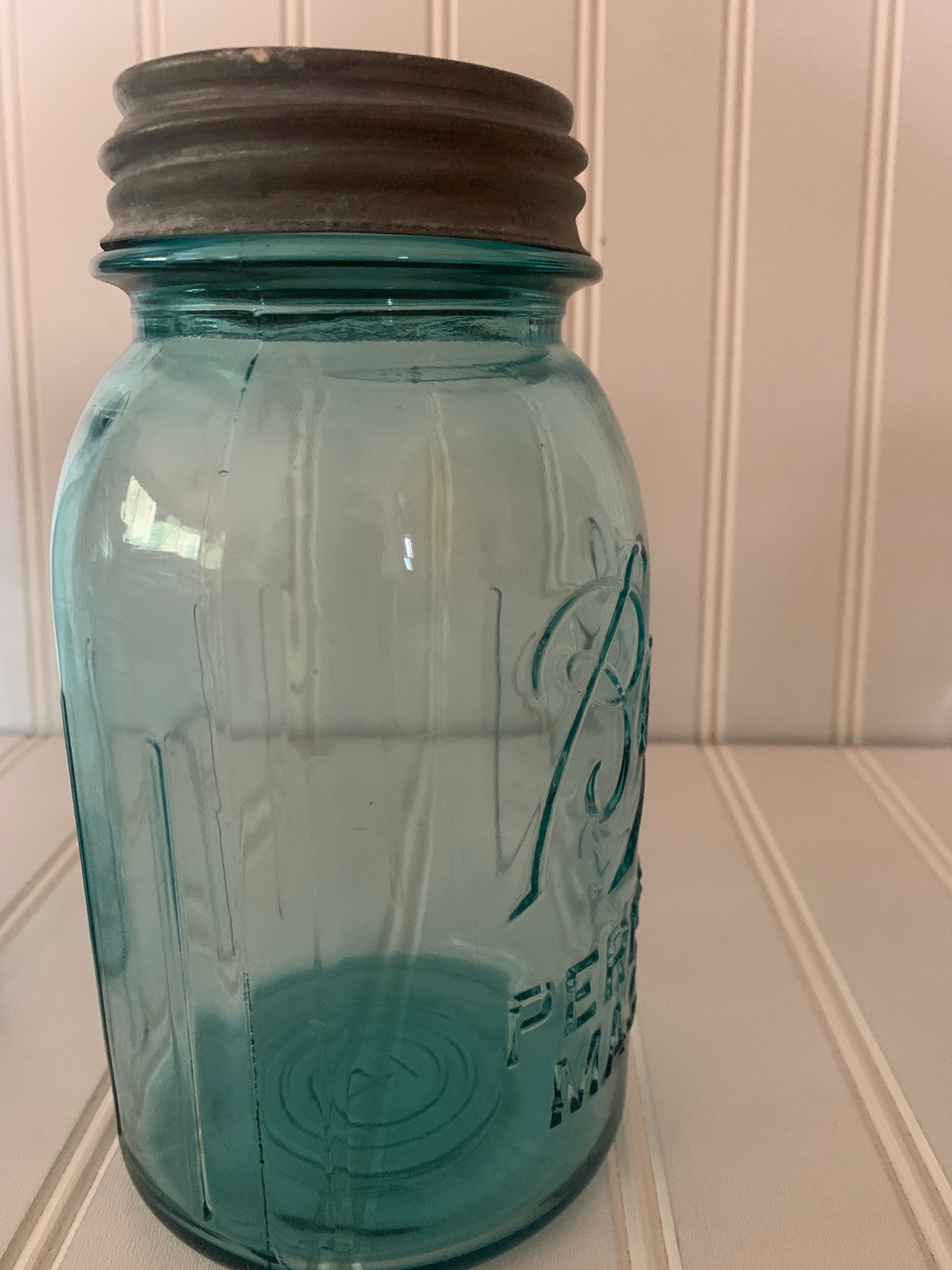 Antique Aqua Blue Ball Mason Jar With Zinc Lid, C.1910 - Etsy