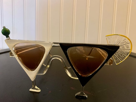 Vintage Pair of Martini Glass Shaped Sunglasses, … - image 10