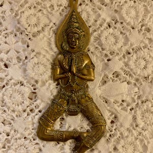 Vintage brass bottle opener-Circa 1970&#39;s Cast brass bottle opener-Thai Man bottle opener-Father&#39;s Day gift idea for him-Man Cave Barware