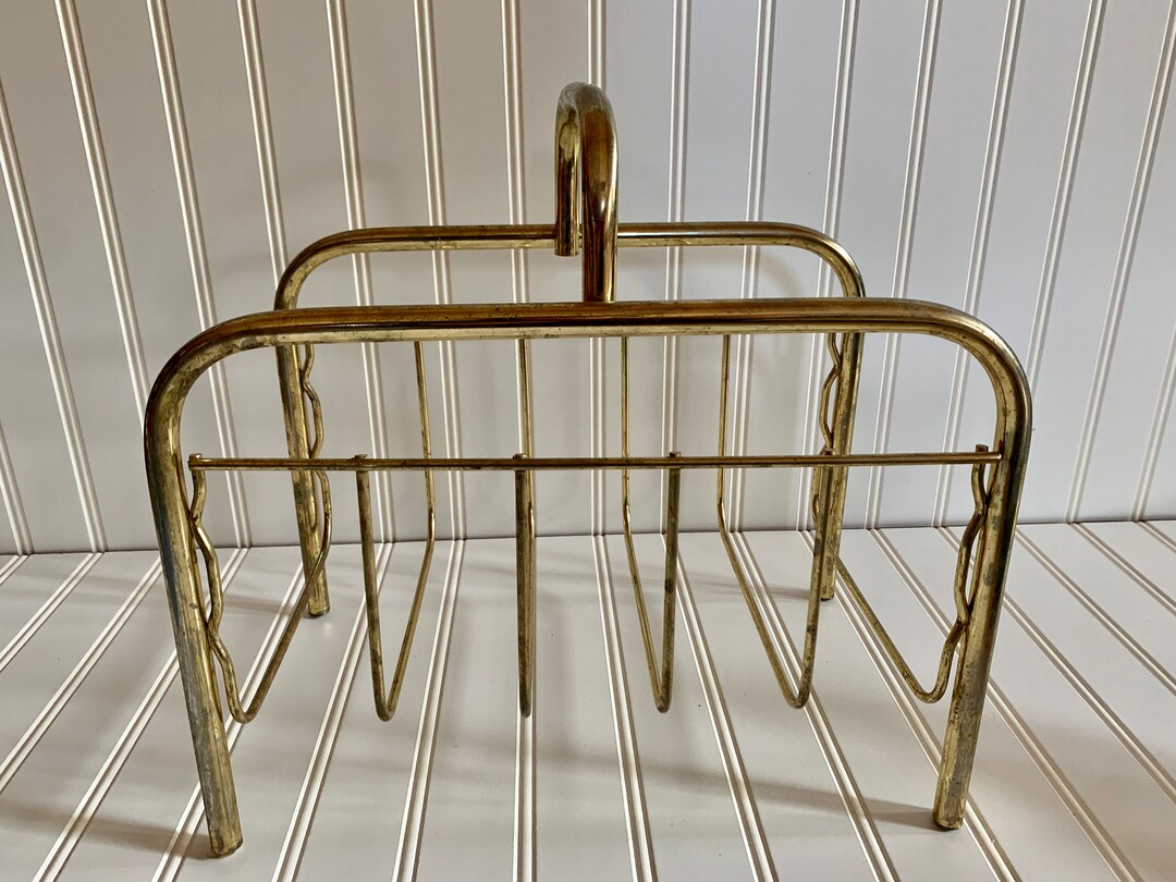 Mid Century Gold Tone Magazine Rack, Hollywood Regency Decor - Etsy