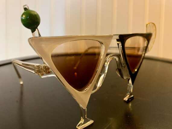 Vintage Pair of Martini Glass Shaped Sunglasses, … - image 4