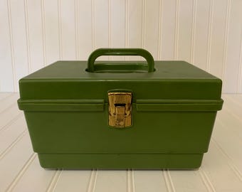 Vintage Sewing Box-Plastic Sewing box with tra