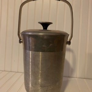 Mid Century Modern Vintage Italian Made Aluminum Ice Bucket - B-508 | MCM Barware