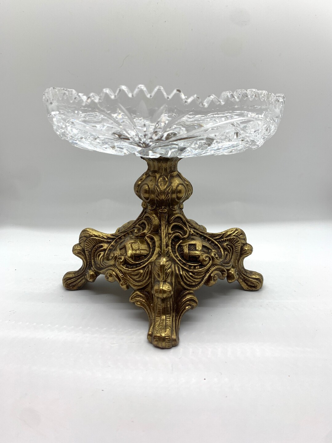 Vintage Lead Crystal Compote or Pedestal Bowl With Etsy