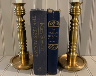 Vintage Pair of HEAVY  Brass/Metal Candlesticks with Weighted Base; Gorgeous Candlesticks