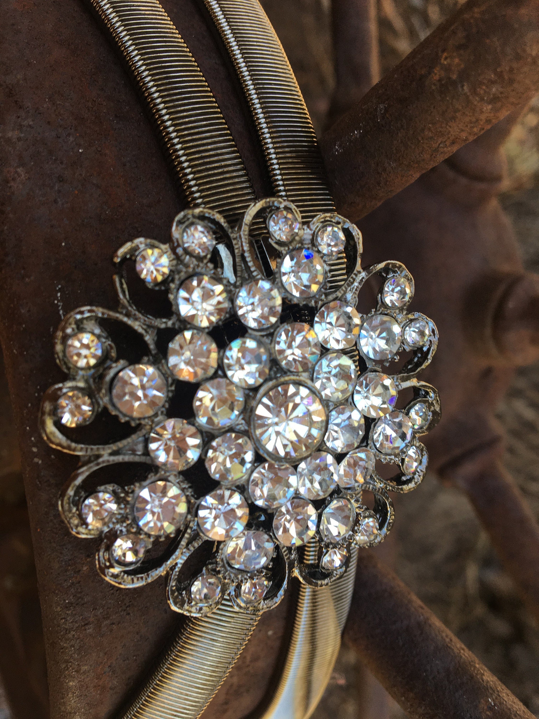 Vintage Snake Stretch Belt With Rhinestone Hearts - Etsy