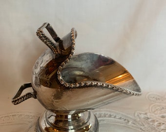 Silver Plate Sugar Scuttle ~ Fancy Candy Mint Nut Dish Server ~ Sugar Bowl ~ Made in England ~ Hand Engraved Floral ~ Silverplate