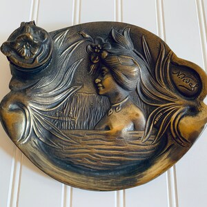 Vintage French Art Nouveau N Vidal Inkwell, Circa Late 19th Century