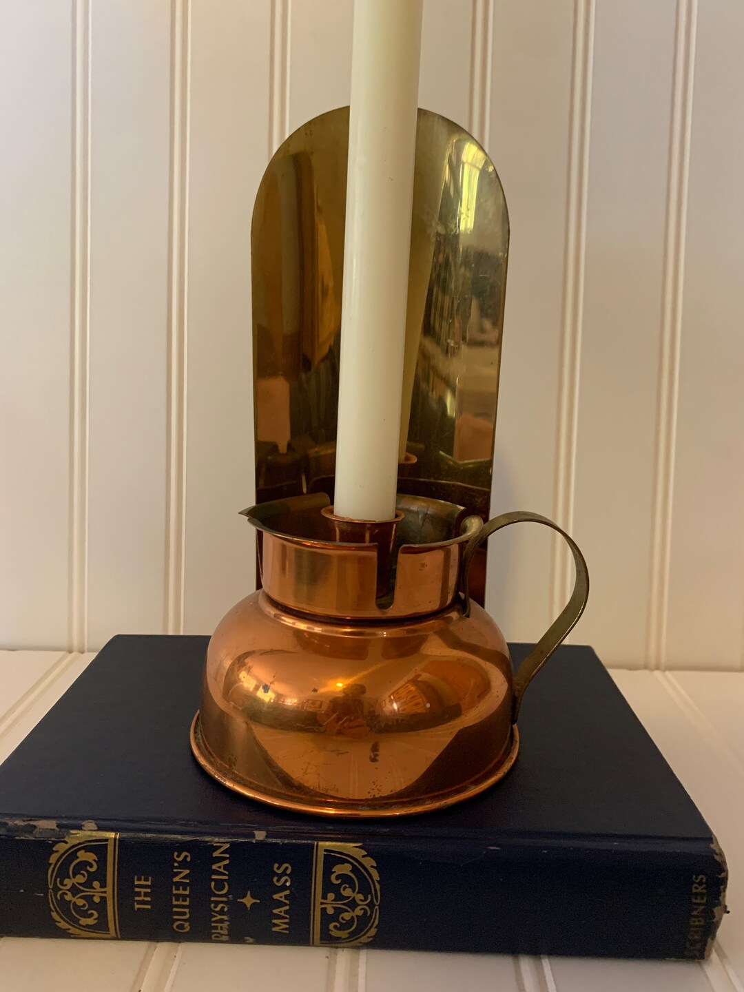 Vintage Copper & Brass Candlestick Holder With Carrier Handle Etsy