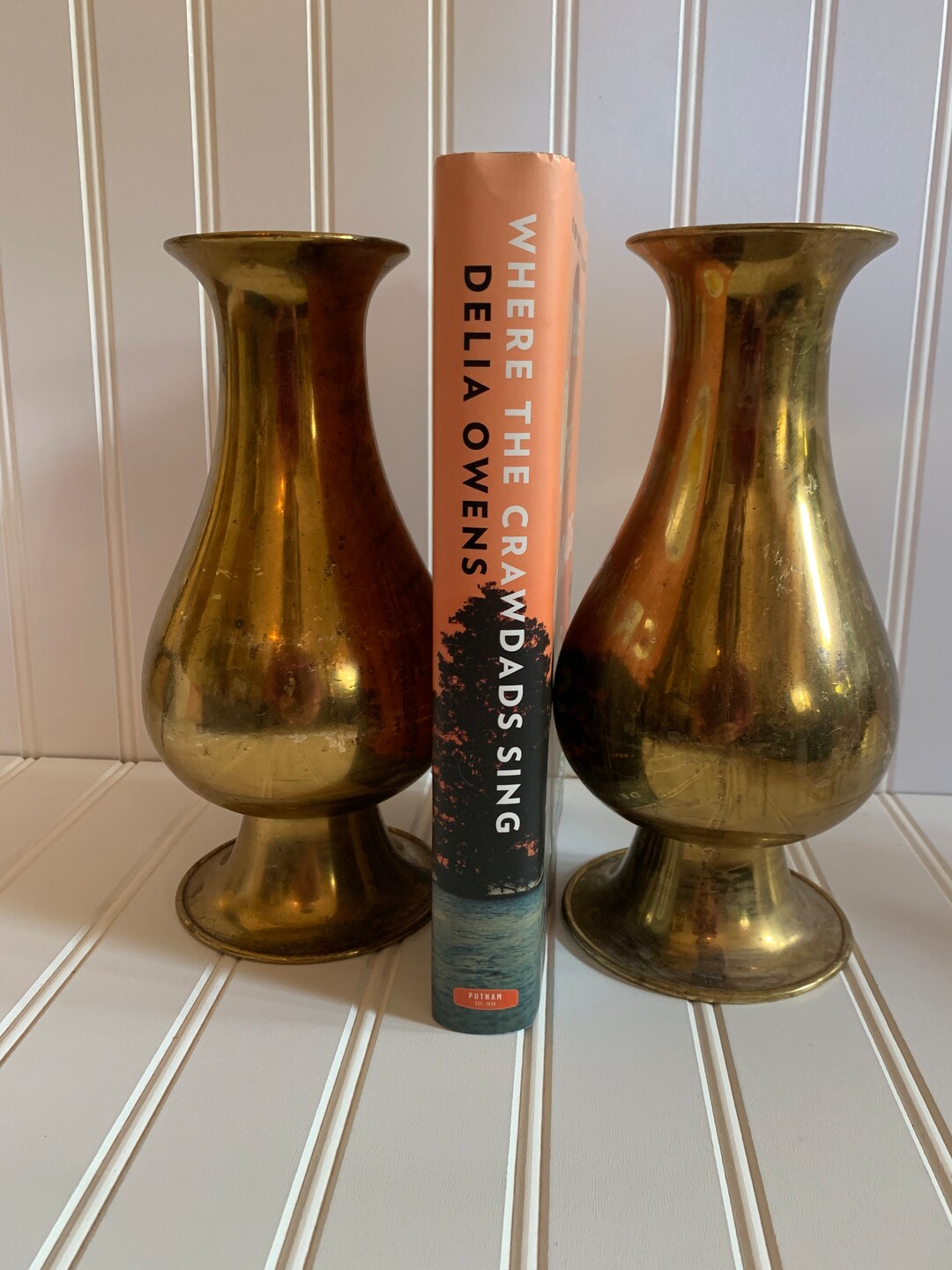 Vintage Gold Tone Metal Vases, Library Decor, Bookends - Etsy