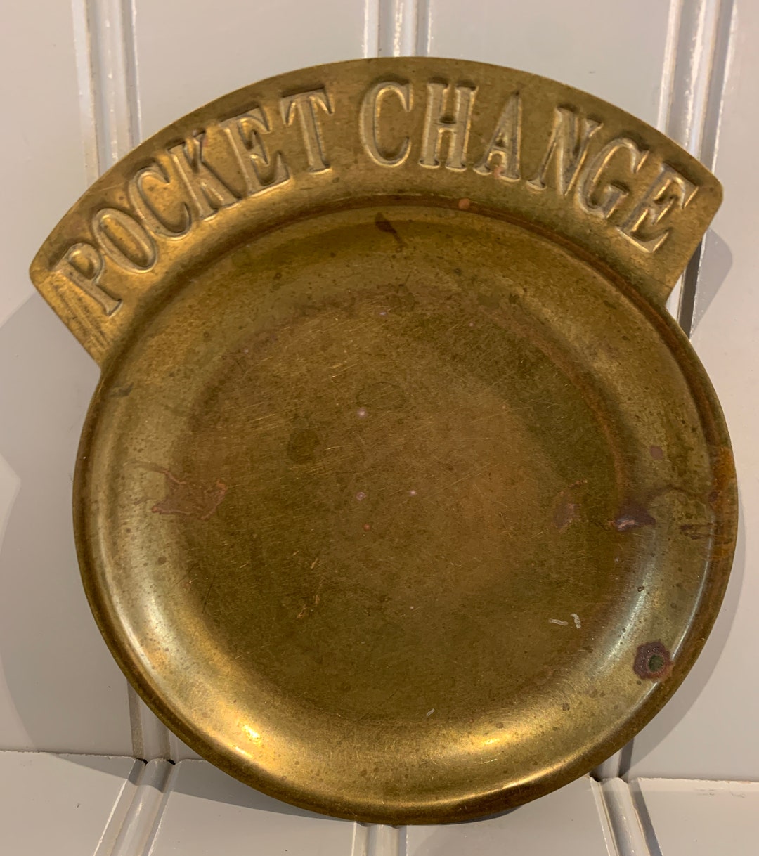 Vintage Brass Pocket Change Tray, Solid Brass Spare Change Dish Catch