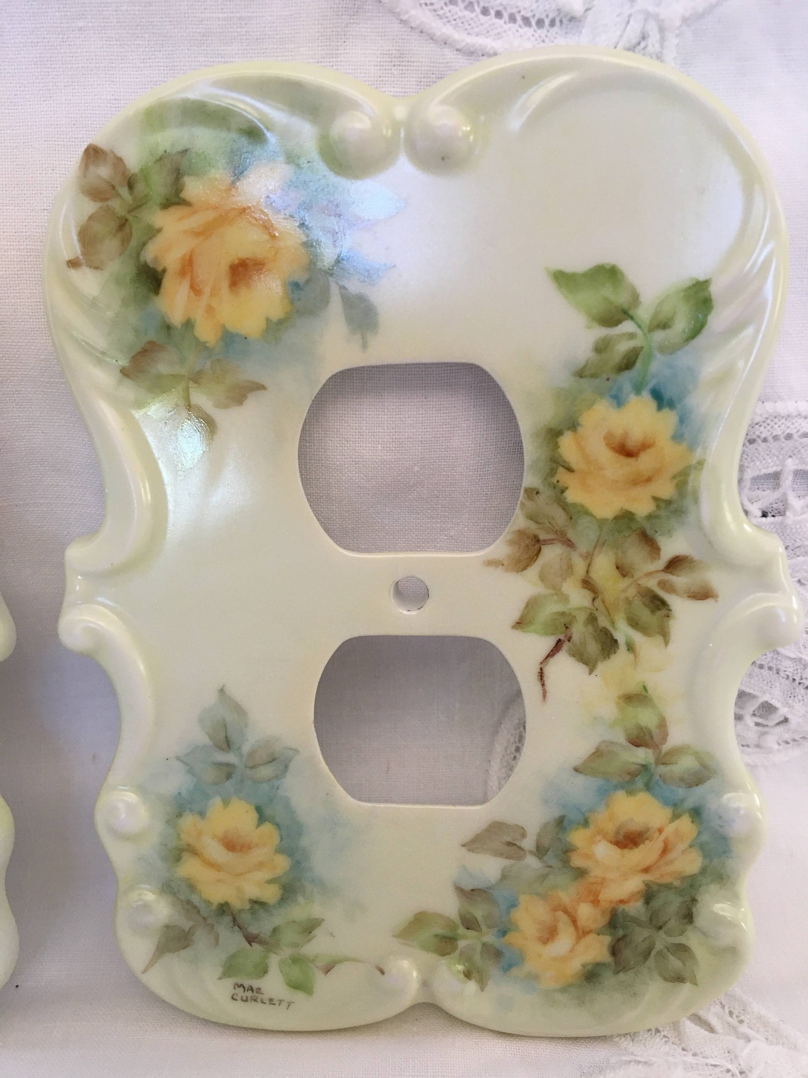 Vintage Set of 4 Hand Painted Porcelain Outlet Covers Vintage Etsy