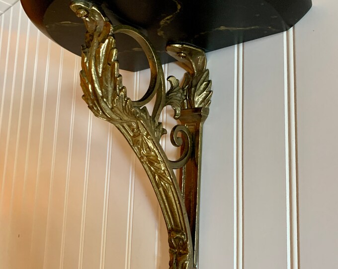 Vintage Bombay Company Wall Shelf One Half Moon Decor Shelf Brass and