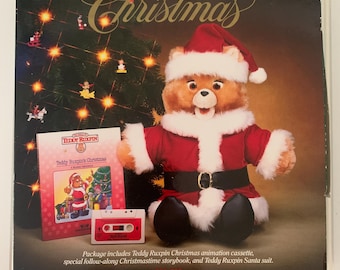 Vintage 1985 Teddy Ruxpin Christmas Outfit, Book& Cassette - in Original Box