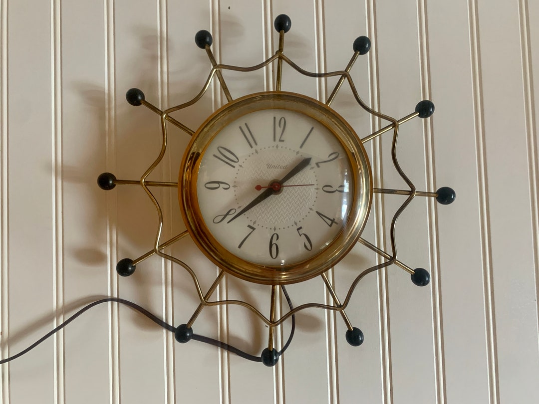 1950〜1960 UNITED Sunburst Clock 50s 60s 1950〜1960 UNITED Sunburst Clock 50s 60s