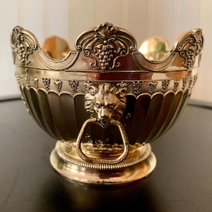 Japan Silver-Plated Monteith-Style Lion Handled Compote Serving Bowl