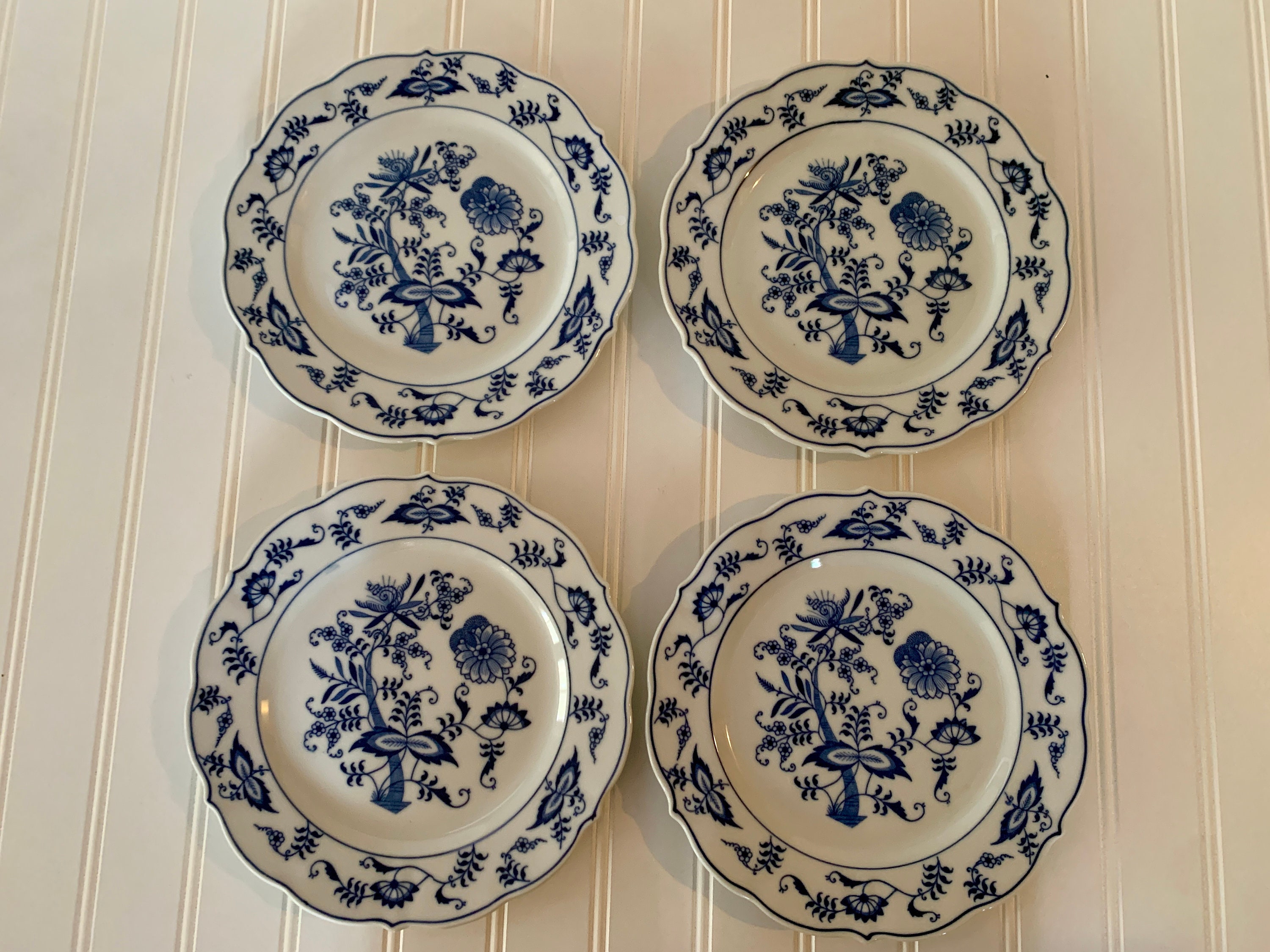 Four 8 1/2" Salad Plates-blue Danube Ribbon Backstamp 4 Salad Plates - Etsy