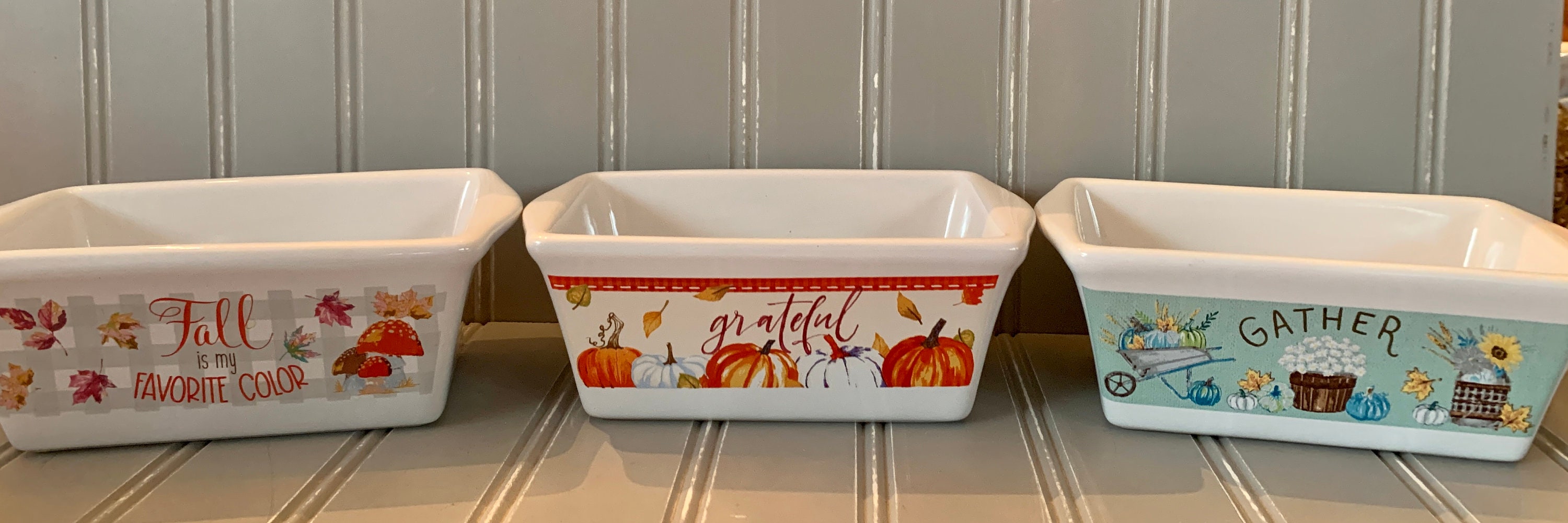 Two Mini Fall Loaf Pans, Vintage Fall Mini Bread Pans 