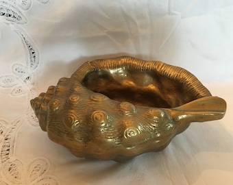 Vintage Brass Conch Shell Planter - Vintage Conch Planter - Shell Planter - Hollywood Regency Brass Planter - Solid Brass Shell Planter Gold