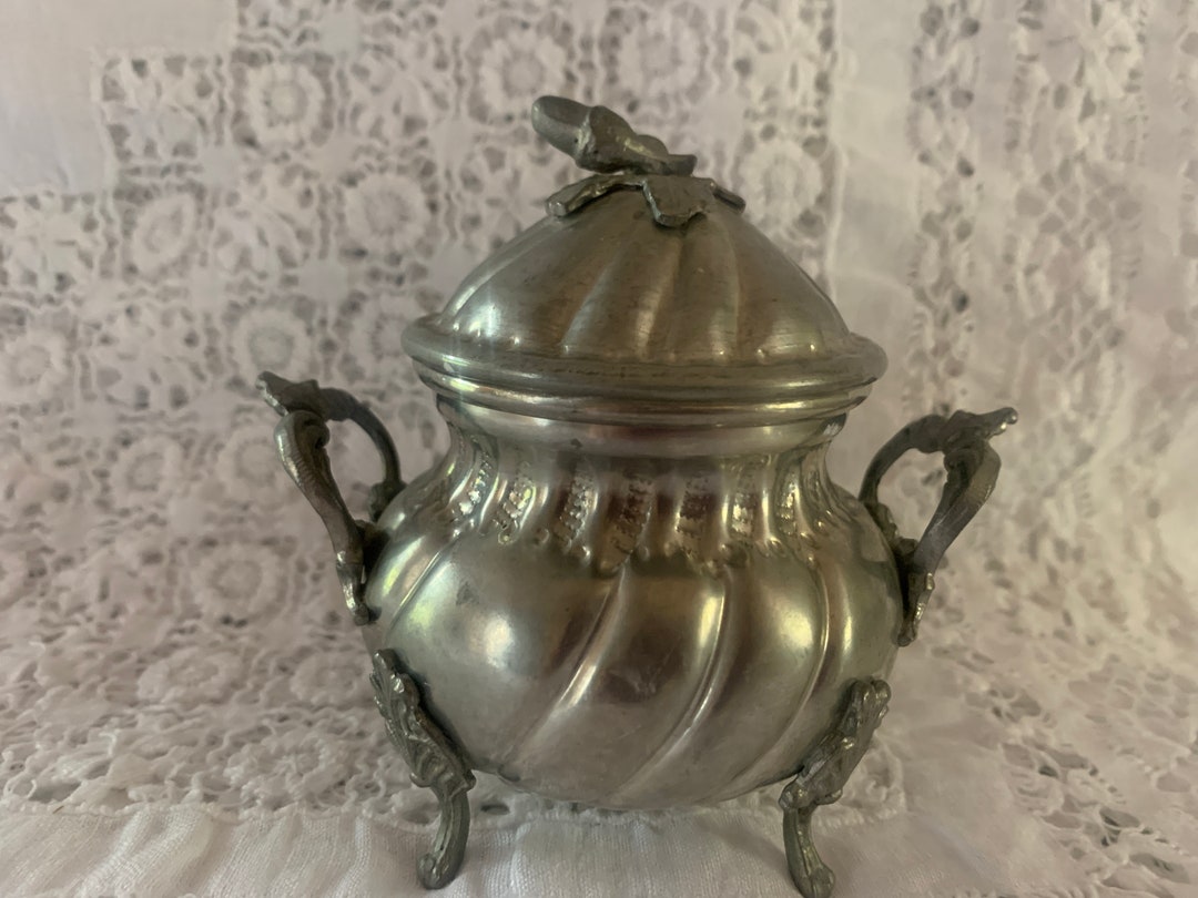 Vintage Italy Pewter Sugar Bowl With Lid Pewter Box Decorated Kitchen ...