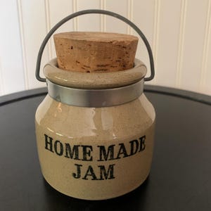 Vintage Moira Jam Jar & Cork Lid, Moira Handmade Stoneware, Glazed Storage Jar, Moira Pottery Homemade Jam Jar, Small Stoneware Jar